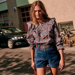 Chemise West top in Ranch Marine - Sezane